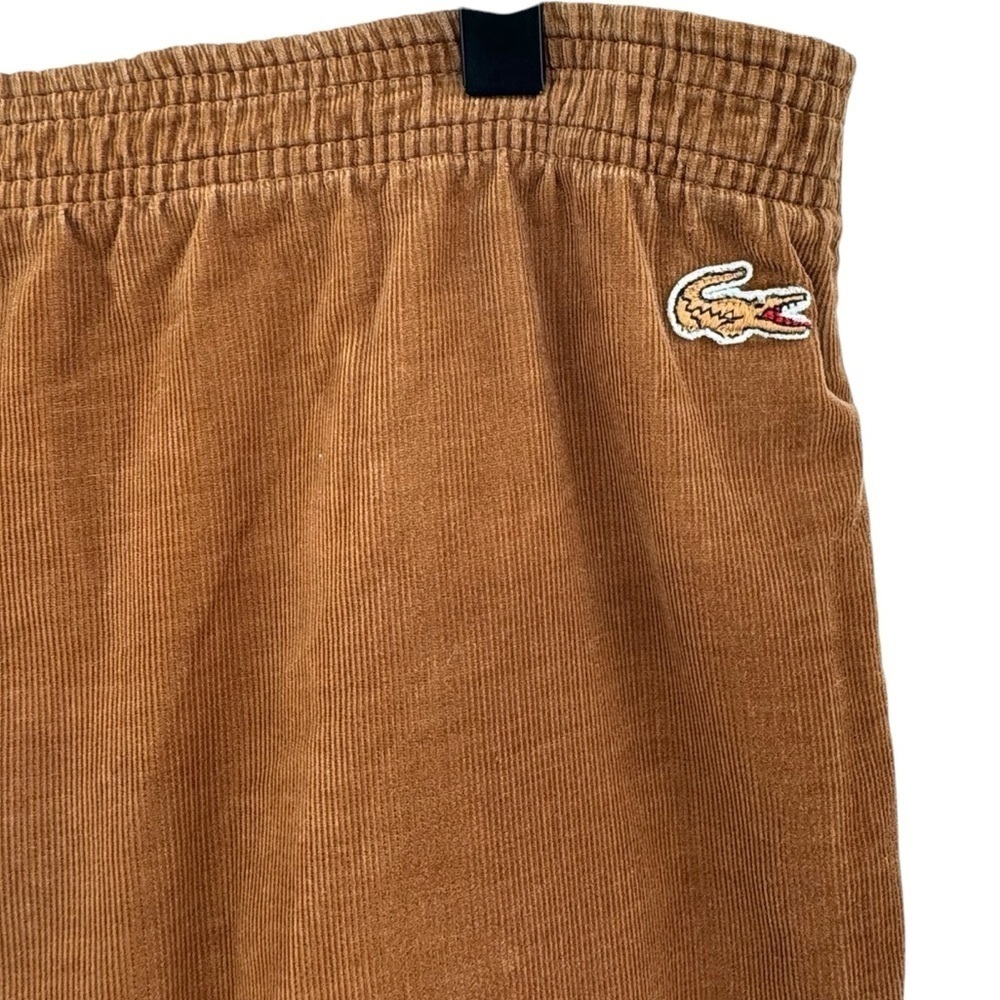 Women's Vintage 80s Izod Lacoste Corduroy Pants Pull On Drawstring Rust Brown L - Picture 9 of 11